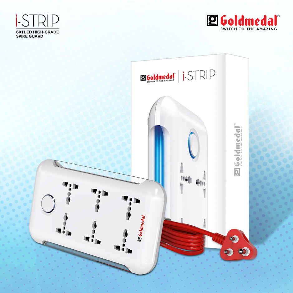 Goldmedal I-Strip 6x1 Led Spike Guard With Surge Protector | 2m Extension Cord | White