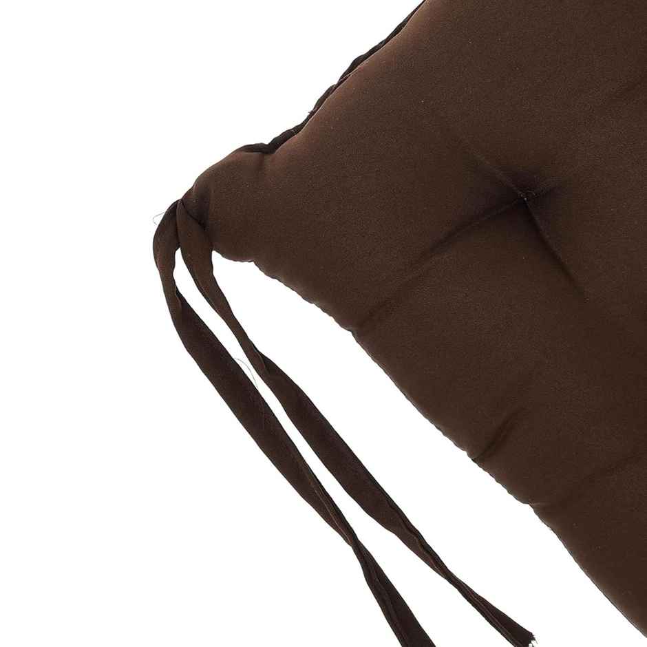 Kuber Industries Pack of 2 Chair Pad | Microfiber Square with Ties | Soft & Comfortable | Brown