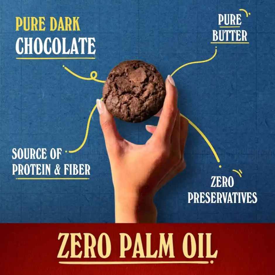 The Baker's Dozen Dark Chocolate Cookies - 200 Gm | 31% Pure Dark Chocolate | Choco Chip Cookies