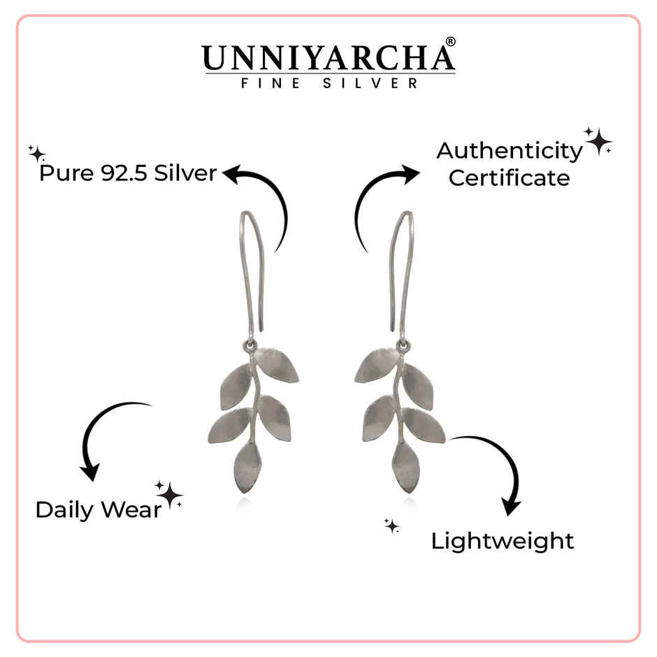 Unniyarcha 92.5 Silver Leaflets Earring