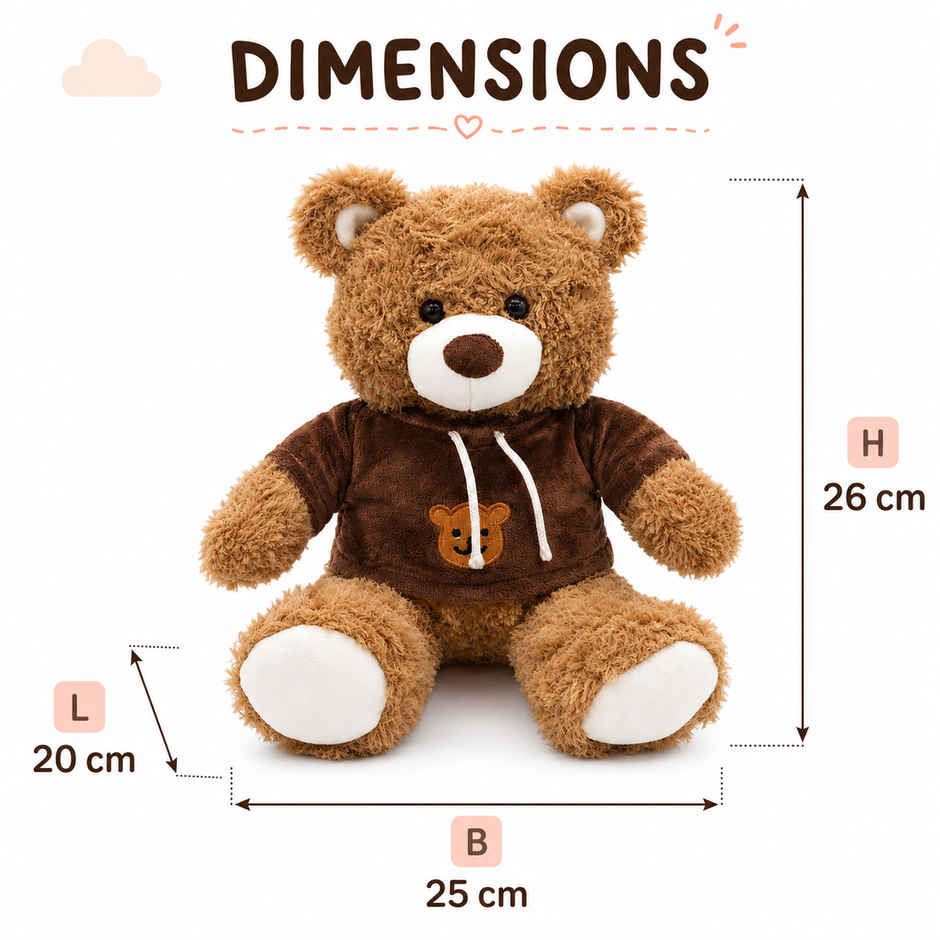 Zoowee Hoodie Teddy Bear Soft Toy | 26 cm