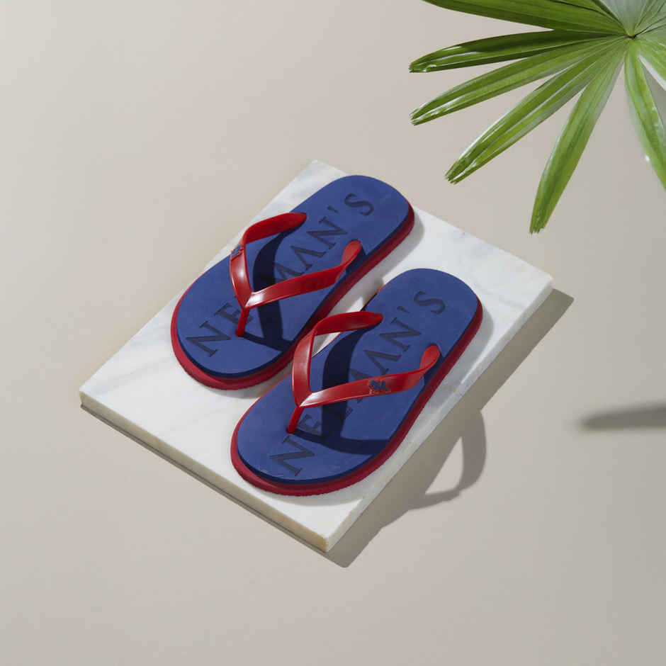 Neemans Unisex Eco Classic Slippers | Blue with Red - UK 6