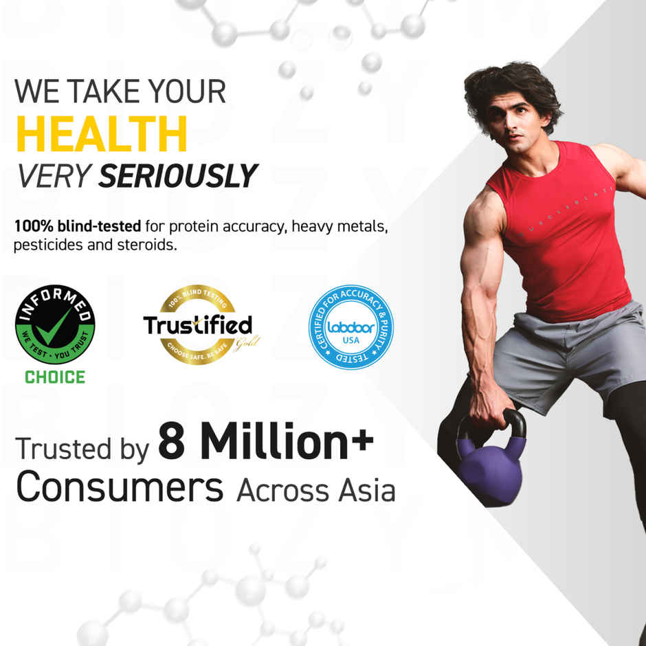 MuscleBlaze Biozyme Whey Chocolate Hazelnut & Boldfit Typhoon Shaker Bottle Combo