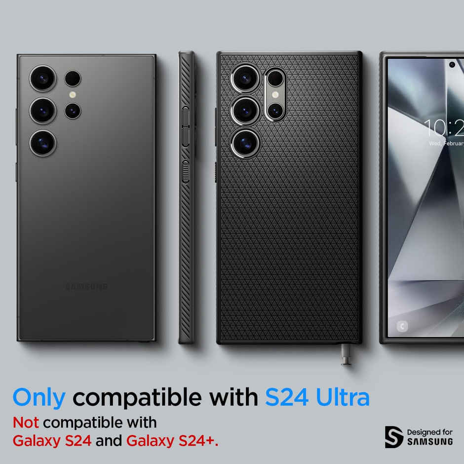 Spigen Liquid Air Back Cover Case Compatible with Galaxy S24 Ultra (TPU | Matte Black)