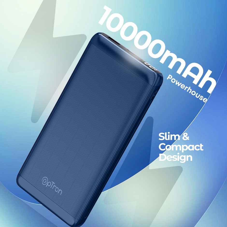 pTron Dynamo Vortex 10000 mAh 22.5W Fast Charging Power Bank | 20W Type C/Pd Fast Charging - Blue