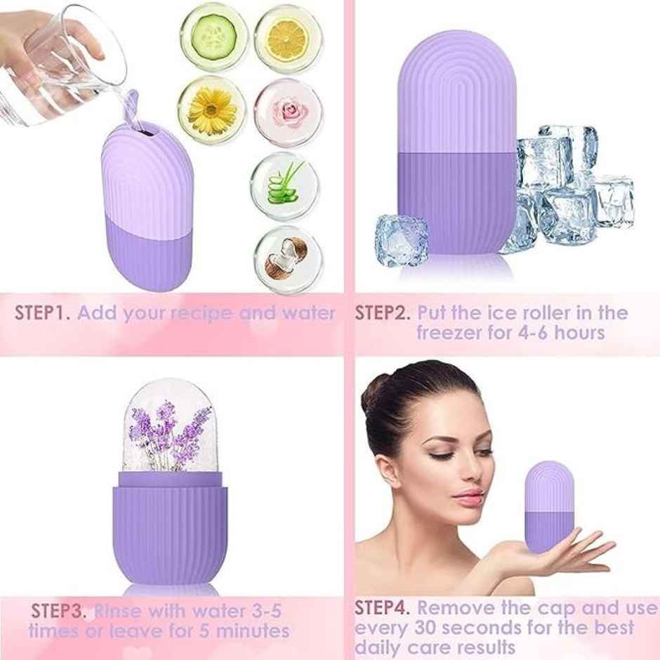 Beautiliss Silicone Ice Roller for Face-Get Glowing Skin, Reduce Pores & Redness.(Multicolour)