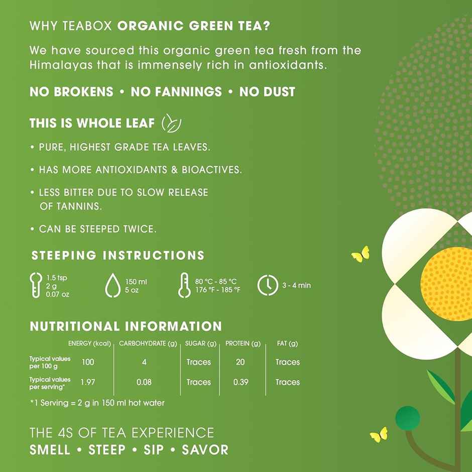 Teabox Fresh Organic Darjeeling Green Tea - Whole Leaf