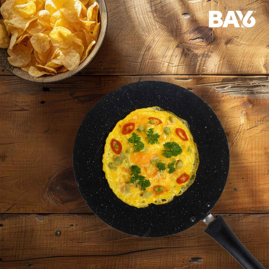 Bay6 Nonstick Concave Tawa 25 cm | 3 mm Thickness - Grey