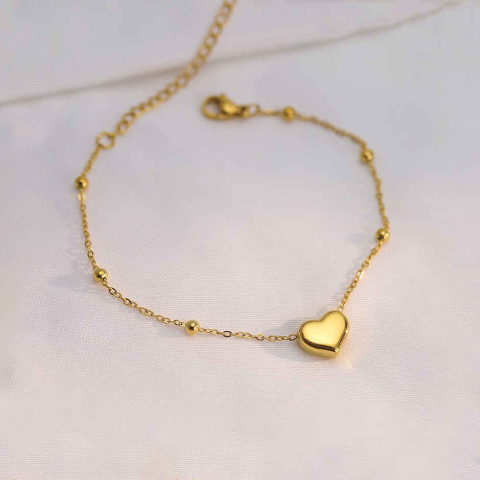 Label She Gold Plated Anti Tarnish Stainless Steel Heart Themed Wraparound Bracelet | LS-BNG-16215
