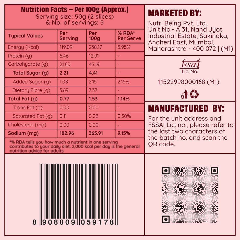 The Health Factory Multigrain Bread | Zero Maida | 7 Grains & Seeds | Whole Wheat Bread