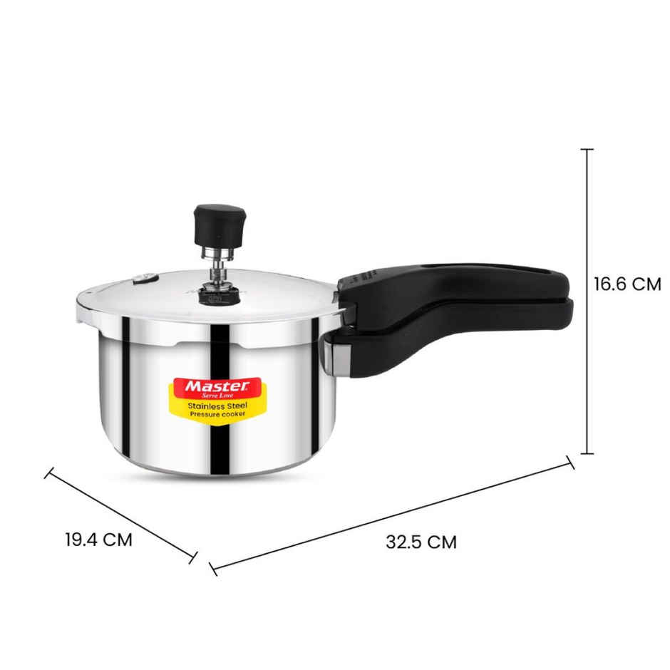 Master Amora Stainless Steel Outer Lid Pressure Cooker 2L, Gas And Induction Stove Compatible