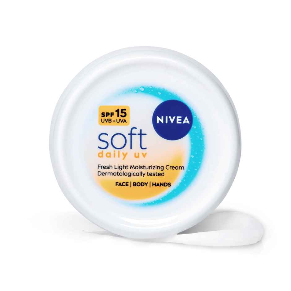 NIVEA Soft Daily UV Moisturizer with SPF 15 | 72 Hr Hydration | No White Cast Face Cream