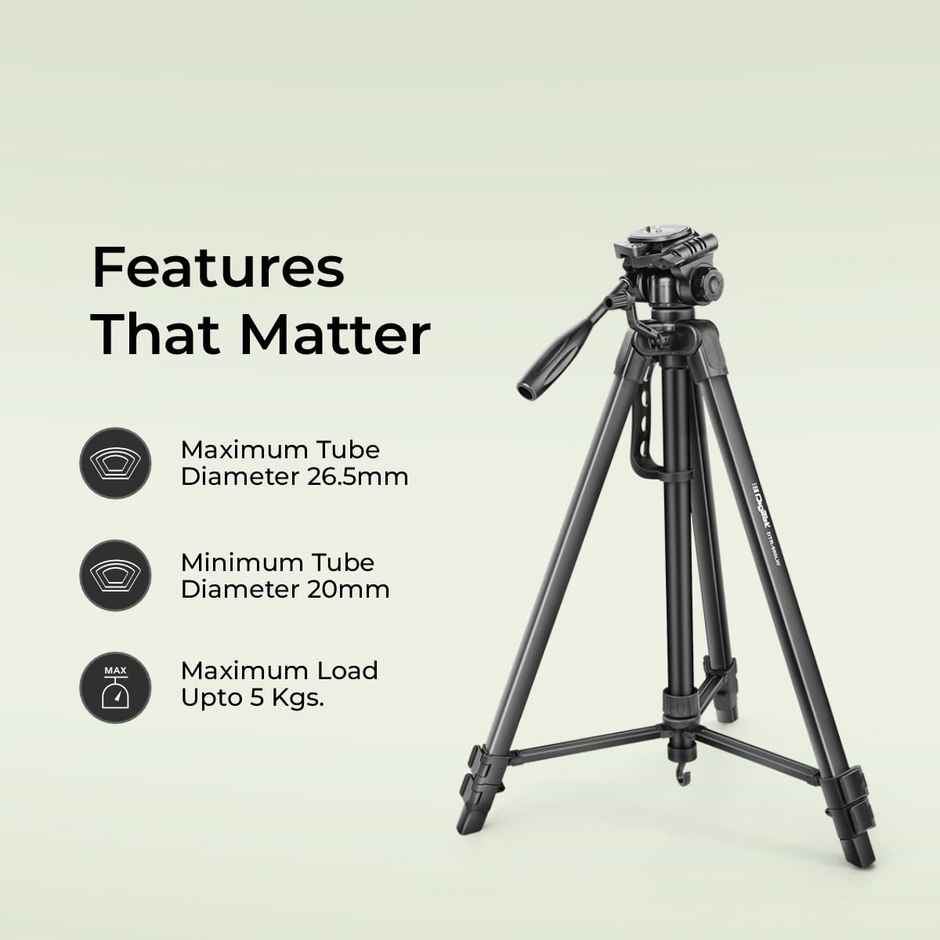 Digitek Dtr 550 Lw 67Inch Foldable Tripod Stand With Phone Holder 360 Degree Head,5Kg Load Capacity