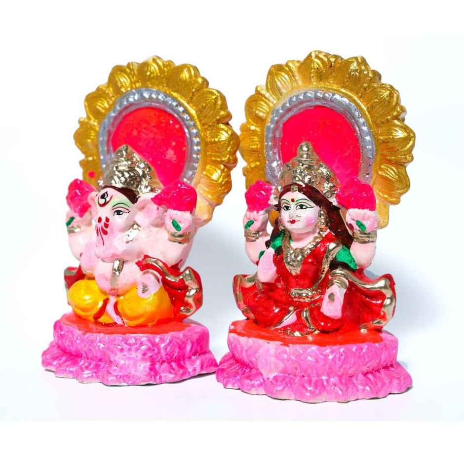 Traditional Mitti Laxmi Ganesh Idol | Handcrafted for Spiritual Elegance | 5.5 inch | Walton