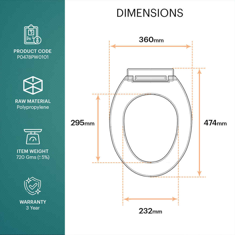 Johnson Ruby Next Toilet Seat Cover Oval-Shaped Germ-Free 44 X 36 Cm White