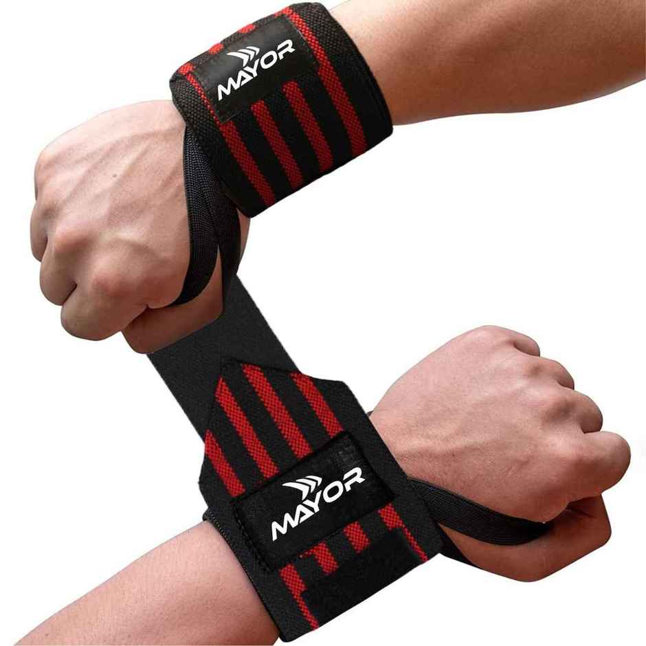 Mayor Secure Cotton Wrist Supporter For Gym Men And Women (Red, Free Size)