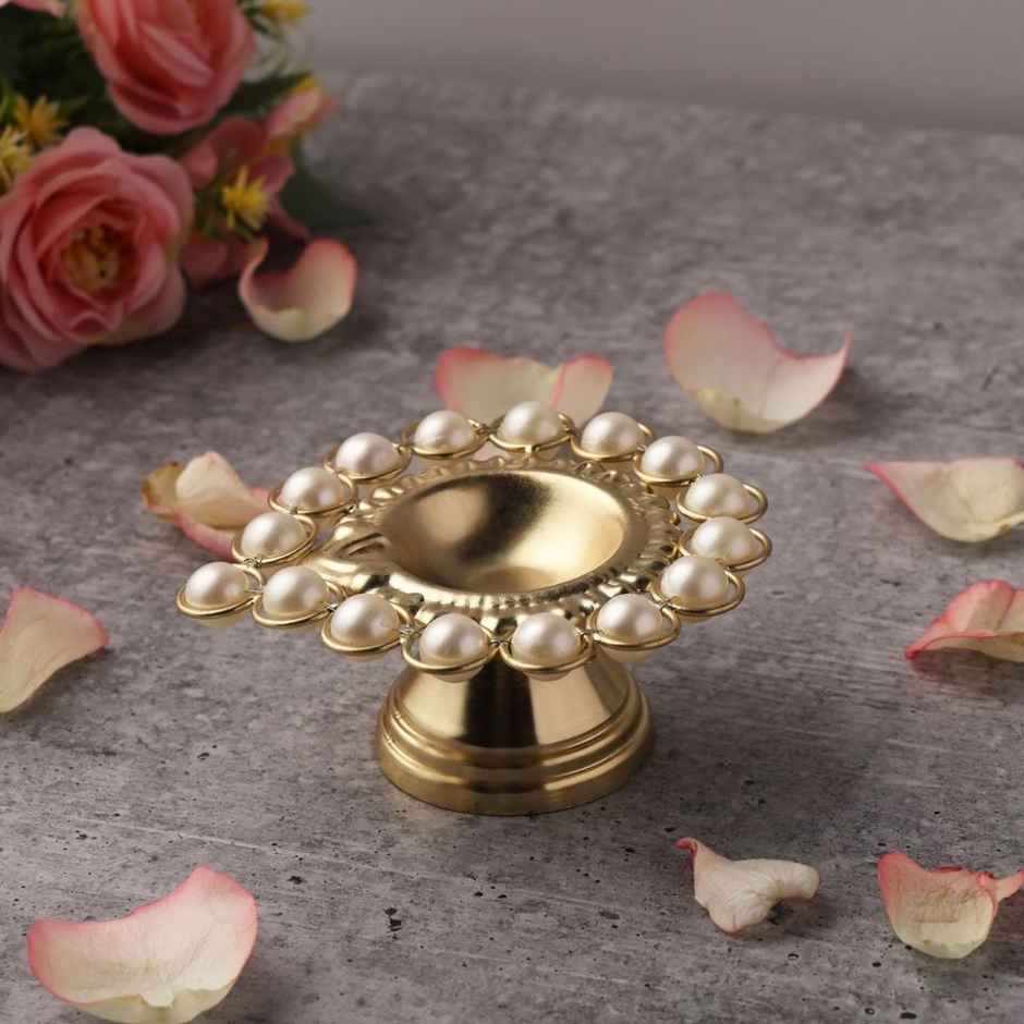Pearl Diya for Decorations | Modern | Brass | Diya-Pooja | Urban Born