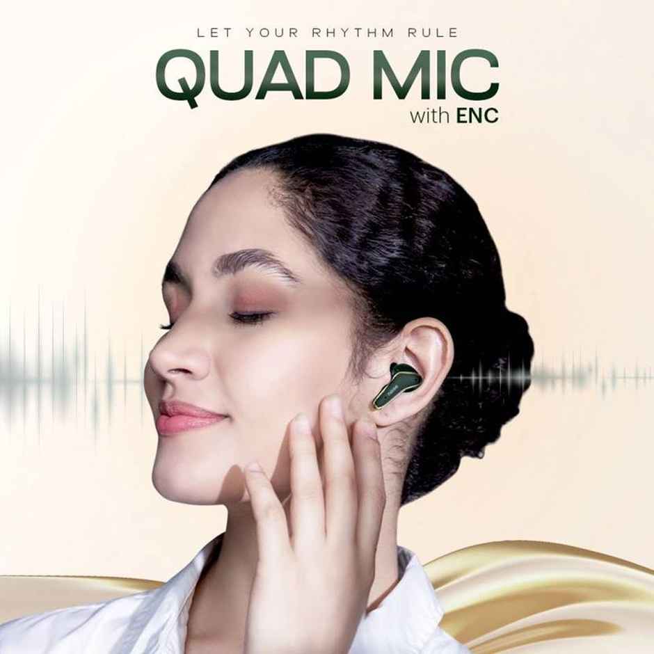 Noise Buds Vs102 Elite TWS Earbuds with 50Hr Playtime, ENC, Quad Mic, Chrome finish Flybird Design Bluetooth - Forest Green
