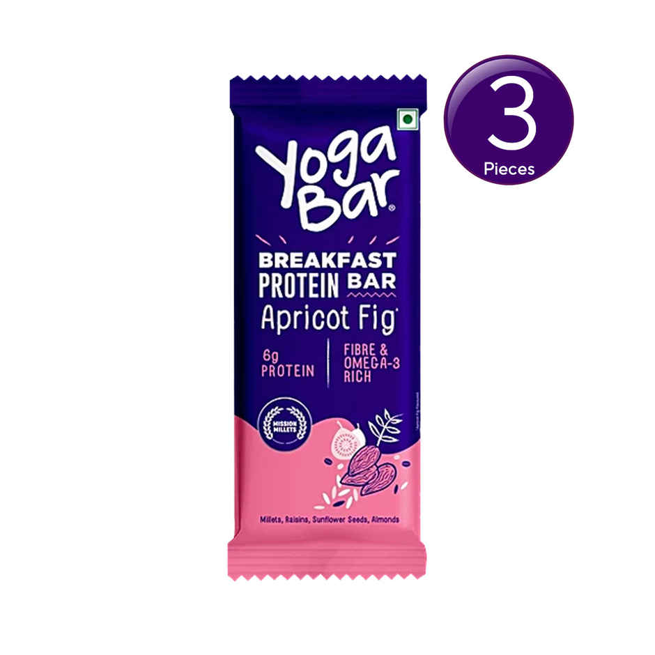 Yoga Bar Breakfast Protein Bar Apricot Fig, Fibre & Protein Rich Granola Bar Combo