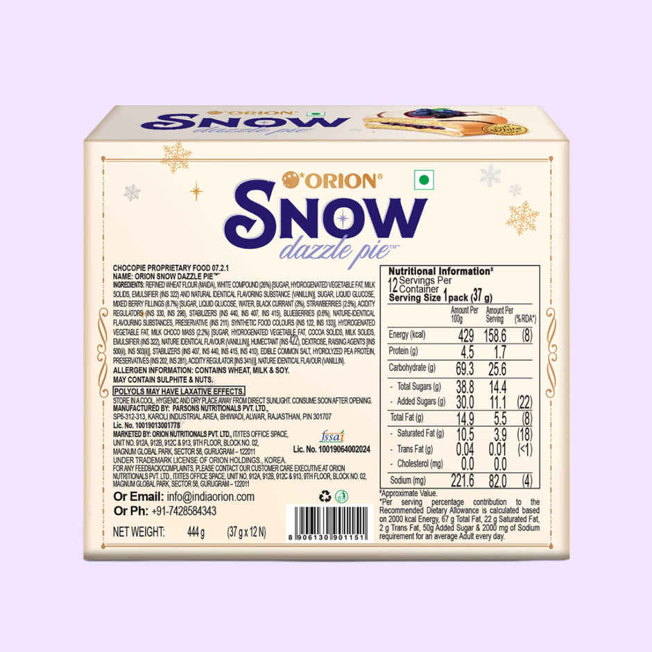 Orion Blueberry Snow Dazzle Pie | Soft & Fruity