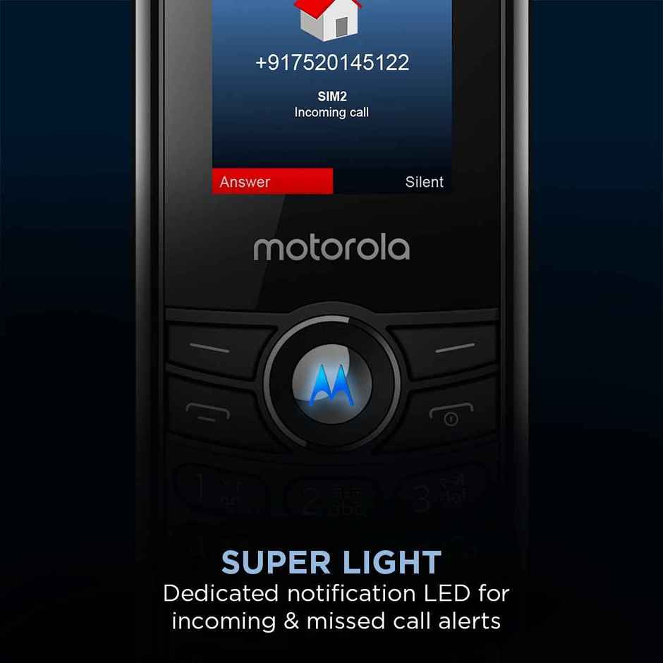 Motorola A100 Single SIM Keypad Phone | Long Lasting Battery | Loud Sound | Wireless FM | Black