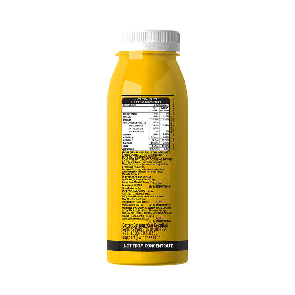 Raw Pressery Valencia Orange Fruit Juice