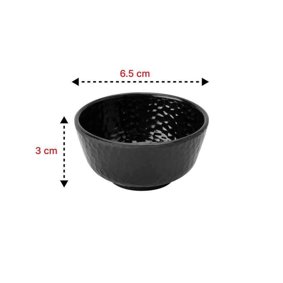 BAY6 Hammer Series Round Melamine Round Serving Bowl -6.5" - Black - Set of 2
