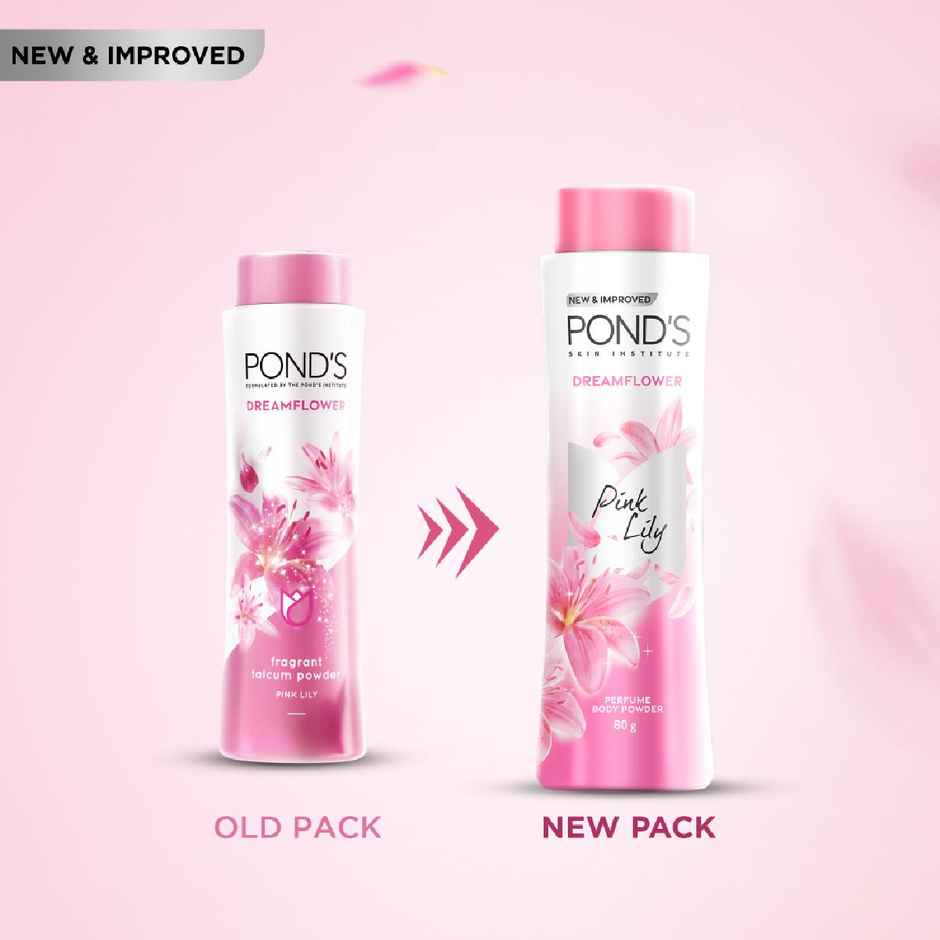 Pond's  Dreamflower Perfumed Powder With Vitamin B3 For Women, Pink Lily| 80G