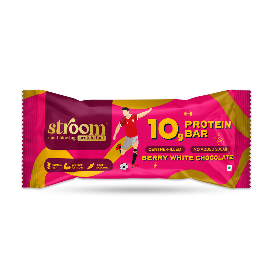 Stroom Berry White Chocolate 10G Protein Bar (45g) & Stroom Exotic Mango Coconut Protein Bars (45g) Combo