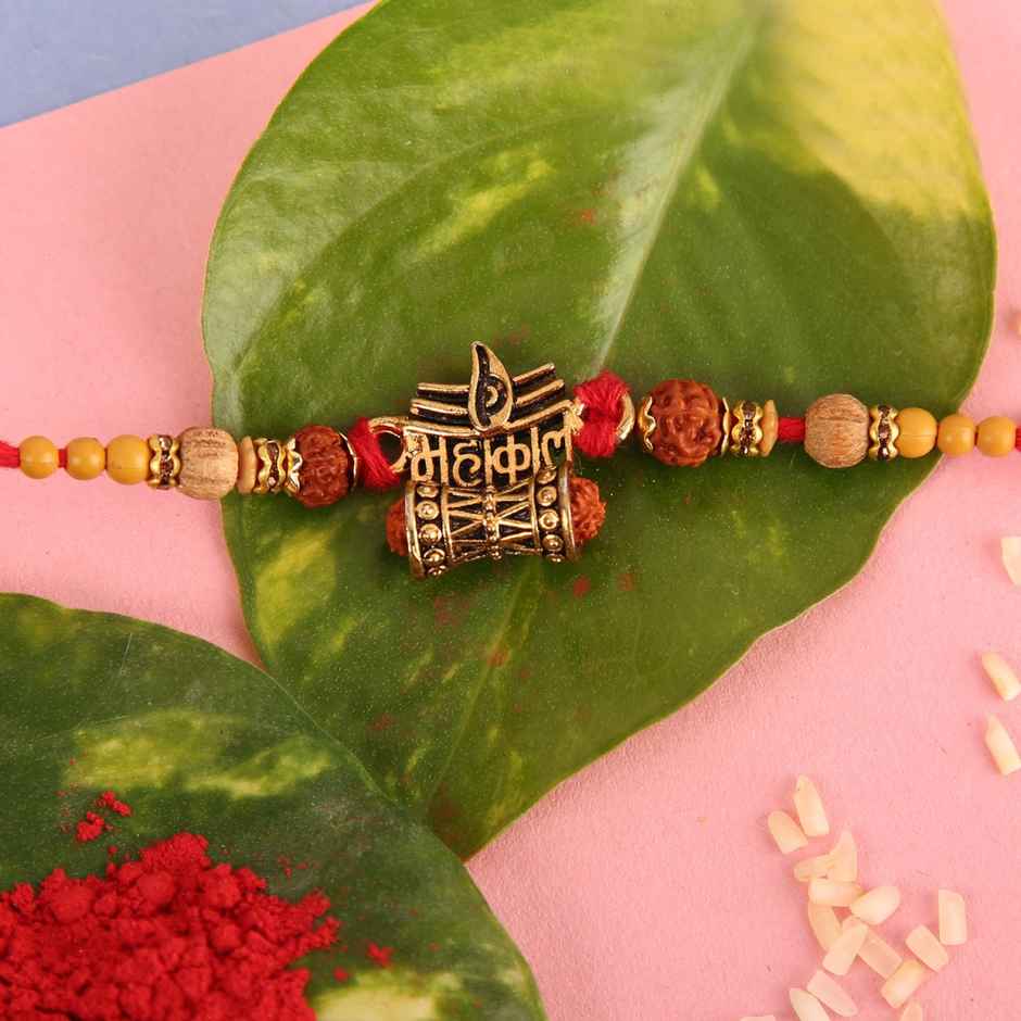 Rudraksh Beads and Shiv Mahakal Charm Rakhi | Sacred and Unique | Pichai