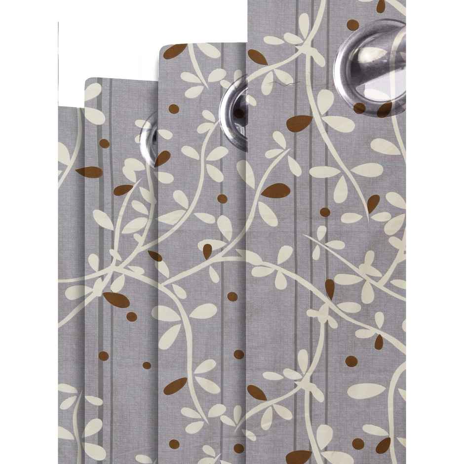 BAY6 Polyester Long Door Curtains | Set of 2 | 9x4 ft | Grey