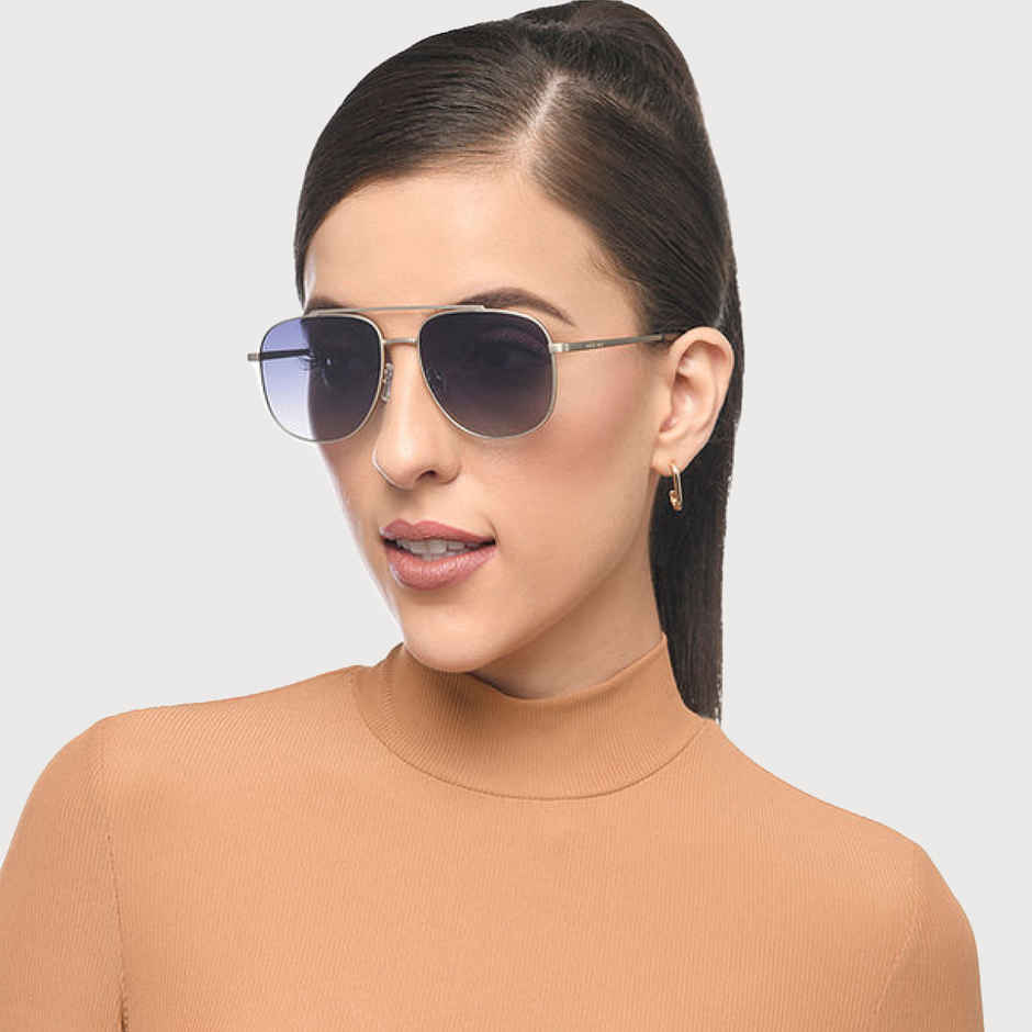 Vincent Chase By Lenskart Unisex Solid Stainless Steel Sunglasses | Black and Gold - L