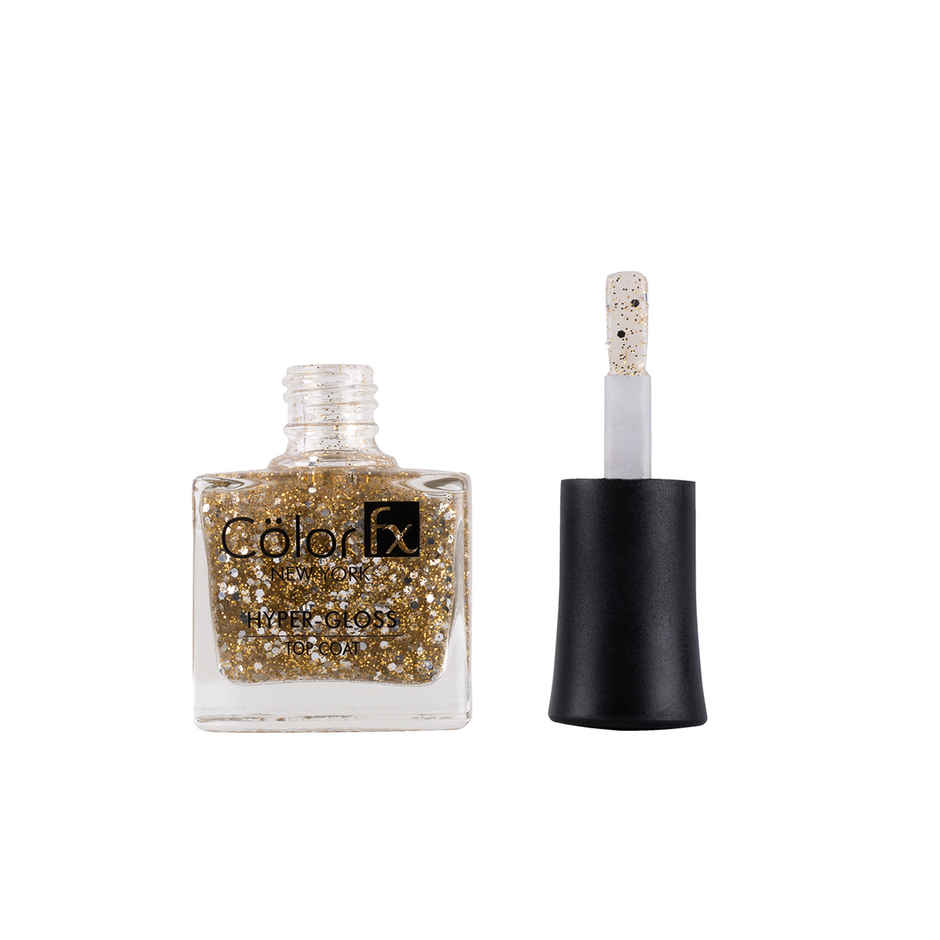 Color Fx Hyper Gloss Top Coat Gold Glitter Finish 21 Toxin Free Non Yellowing Nail Polish174