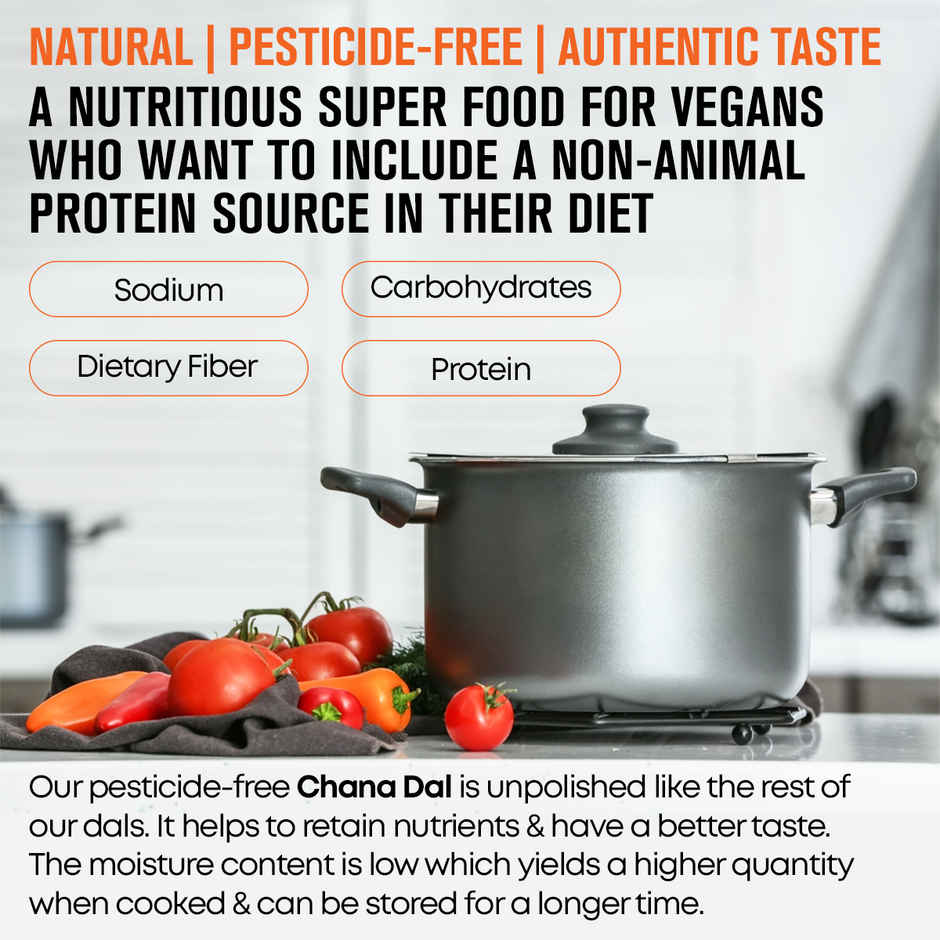 Safe Harvest Pesticide-Free Unpolished Chana Dal | Natural | No Artificial Flavours