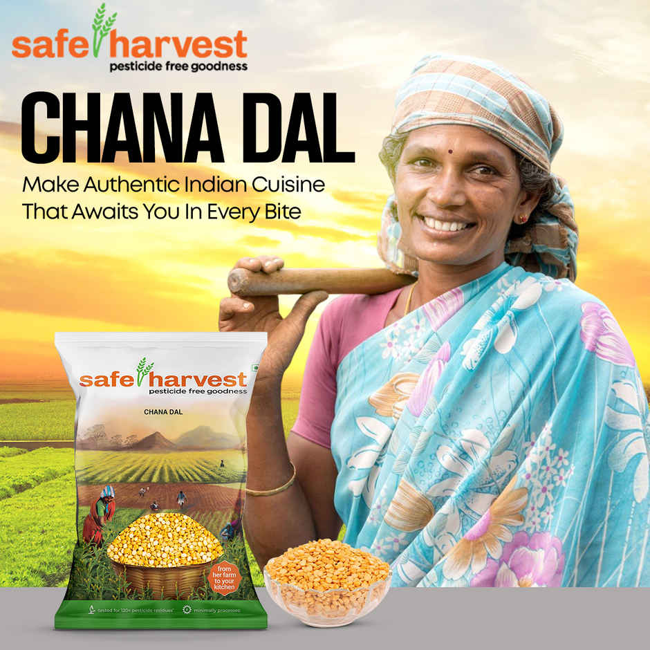 Safe Harvest Pesticide-Free Unpolished Chana Dal | Natural | No Artificial Flavours
