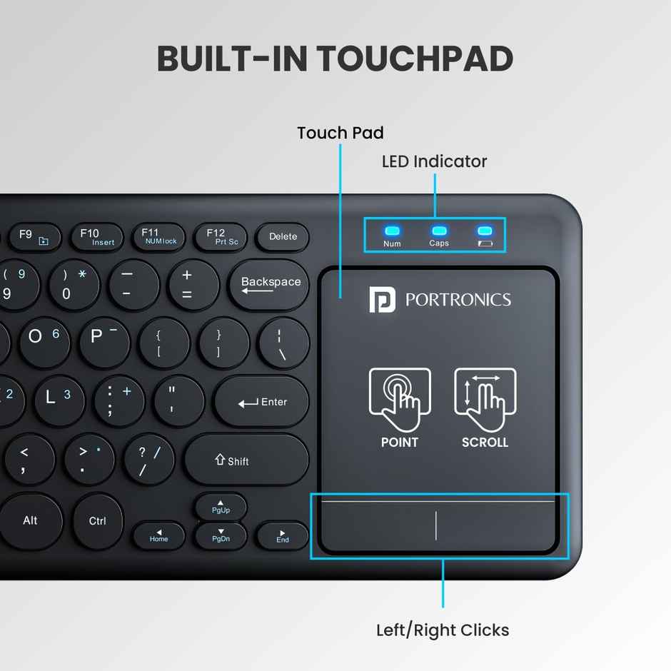 Portronics Bubble Pro Wireless Keyboard - 2.4 Ghz Dual Connectivity