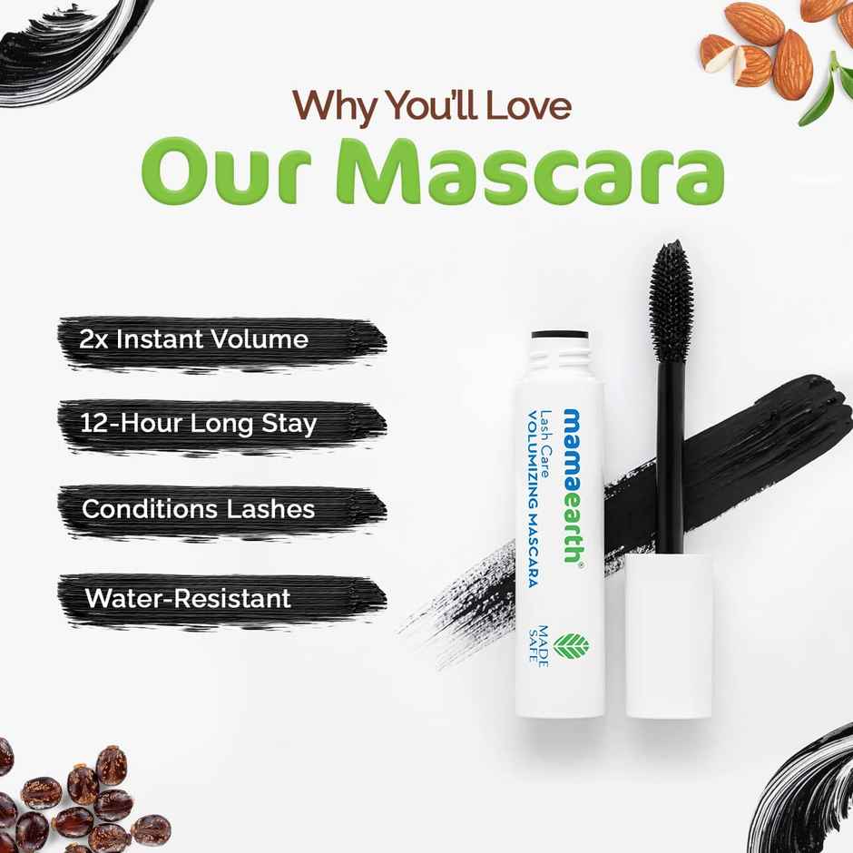 Mamaearth Lash Care Volumizing Mascara With Castor Oil & Almond Oil For 2x Instant Volume
