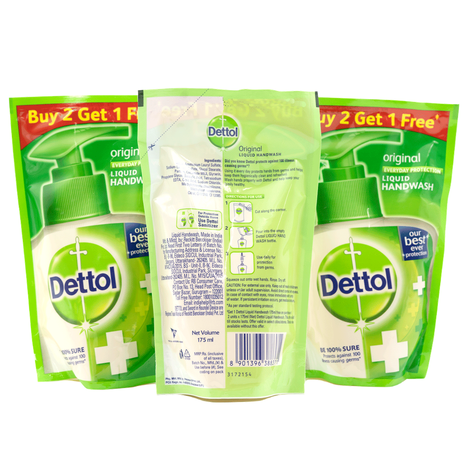 Dettol Liquid Handwash Refill Pouch Original 2+1