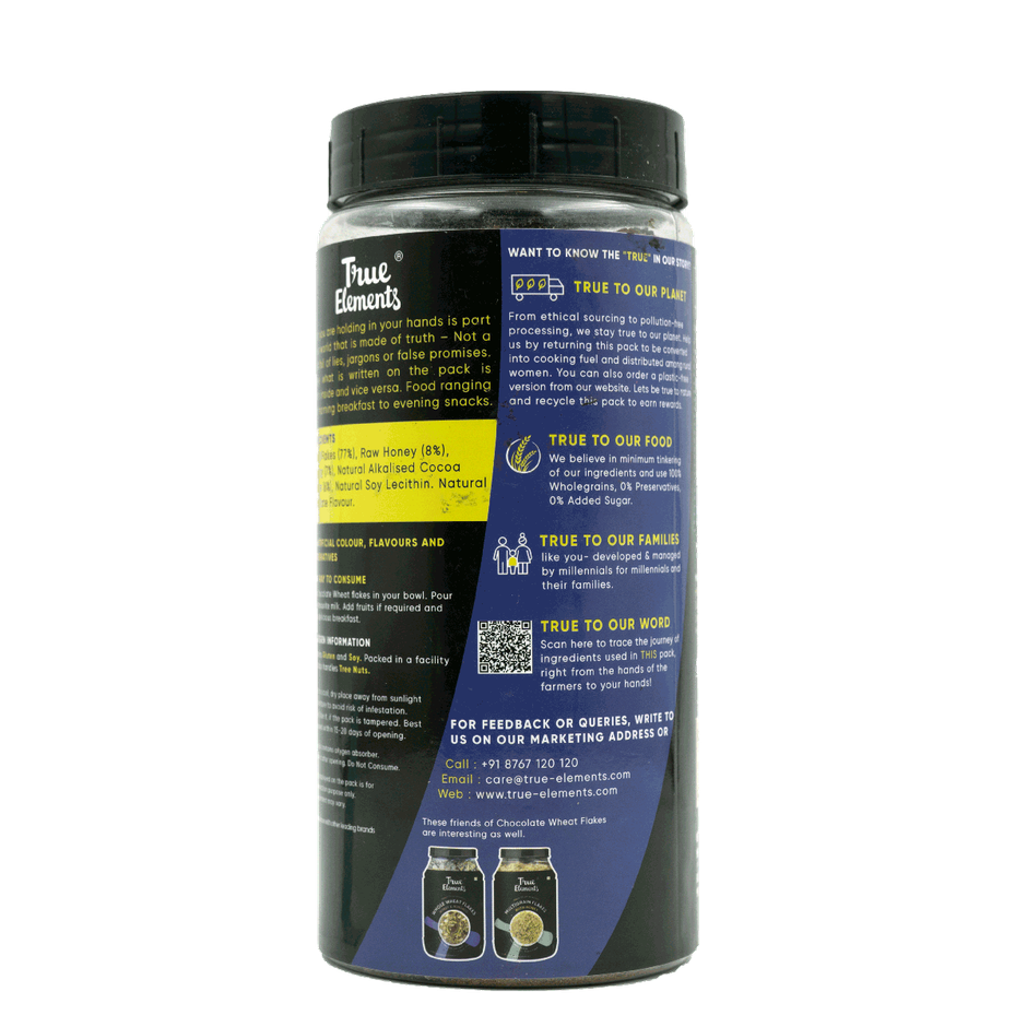 True Elements Chcocolate Wheat Flakes 
