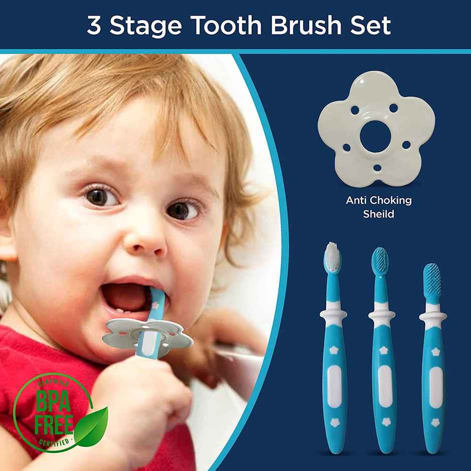 LuvLap Baby 3 Stage Training Toothbrush Set, Ideal for Teething Infants & Toddlers, BPA Free