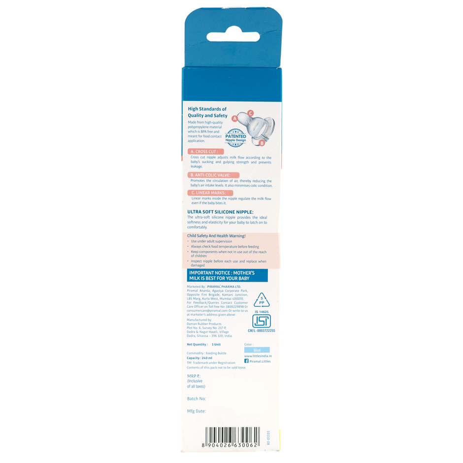 Little's Classic Maxi Feeding Bottle Blue