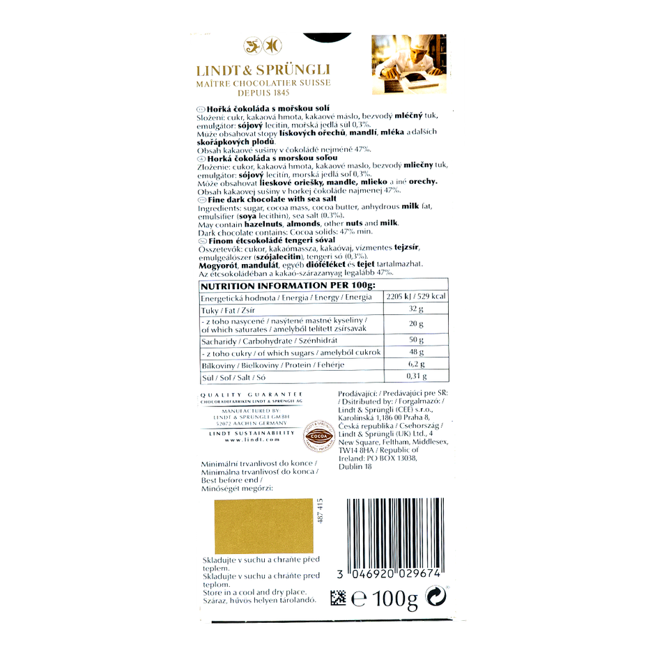 Lindt Chocolate - Excellence Bar Sea Salt