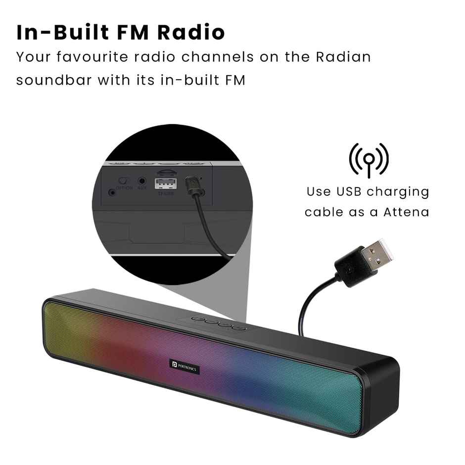 Portronics Radian (POR 1680) 16W Stereo Soundbar Speaker - RGB Lights