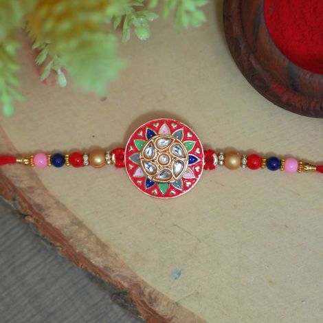 Aurum Round Kundan Rakhi - Artistic Craft