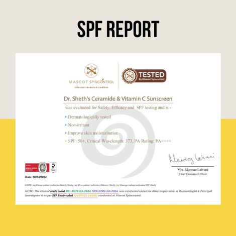 Dr. Sheth'S Ceramide & Vitamin C Sunscreen Spf 50 Pa+++ No White Cast For All Skin Type