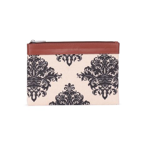 Zouk Unisex Vegan Leather Pouch | Cream and Black