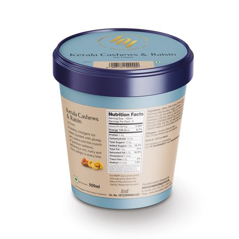 Huber & Holly Kerala Cashew And Raisin Ice Cream Tub