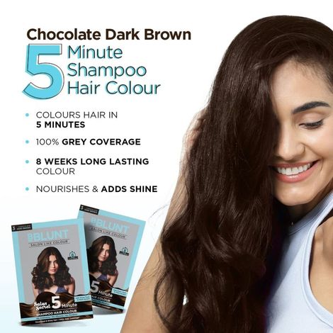 BBlunt 5 Minute Shampoo Hair Colour For 100% Grey Coverage - Chocolate Dark Brown