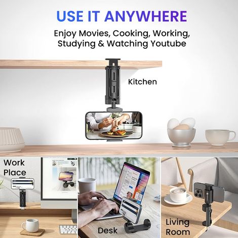 Portronics Mobot Clip 360� Deg Mobile Phone Holder with Adjustable Viewing Angles(Black)