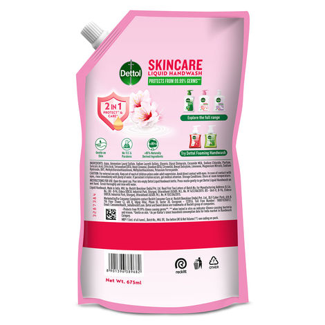 Dettol Skincare Hand Wash Refill | Moisturizing Handwash | pH Balance | Gentle on Skin